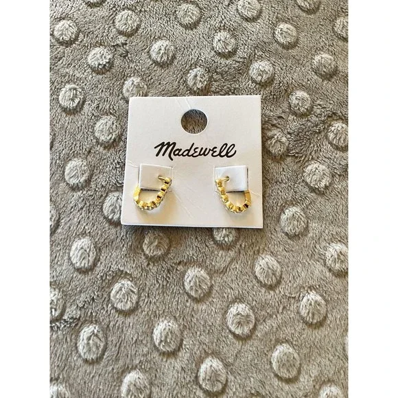 Madewell The Tennis Collection Bezel Set Crystal Carabiner Hoop Earrings Gold OS - Picture 2 of 5